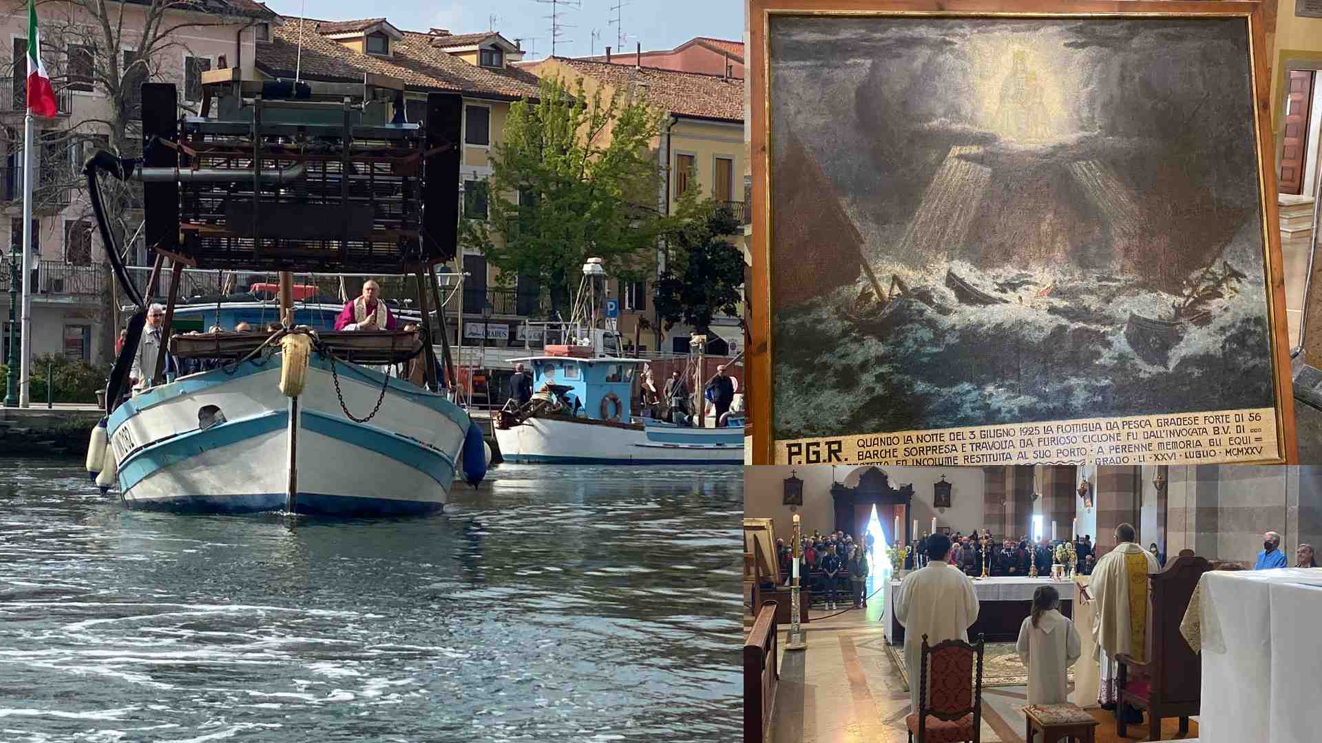 Immagine per I pescatori di Grado sciolgono il voto, pescherecci in rotta per Barbana